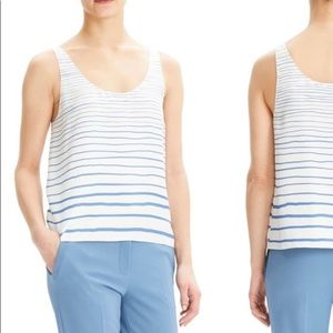 NWT Theory Silk Tank XL Blue Painted Stripe